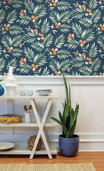 NextWall Citrus Branch Peel & Stick Wallpaper - Blue