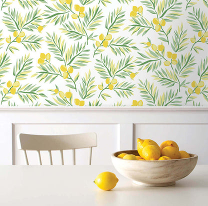 NextWall Lemon Branch Peel & Stick Wallpaper - Yellow