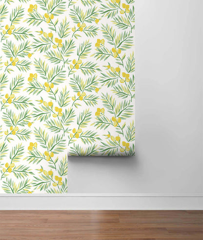 NextWall Lemon Branch Peel & Stick Wallpaper - Yellow