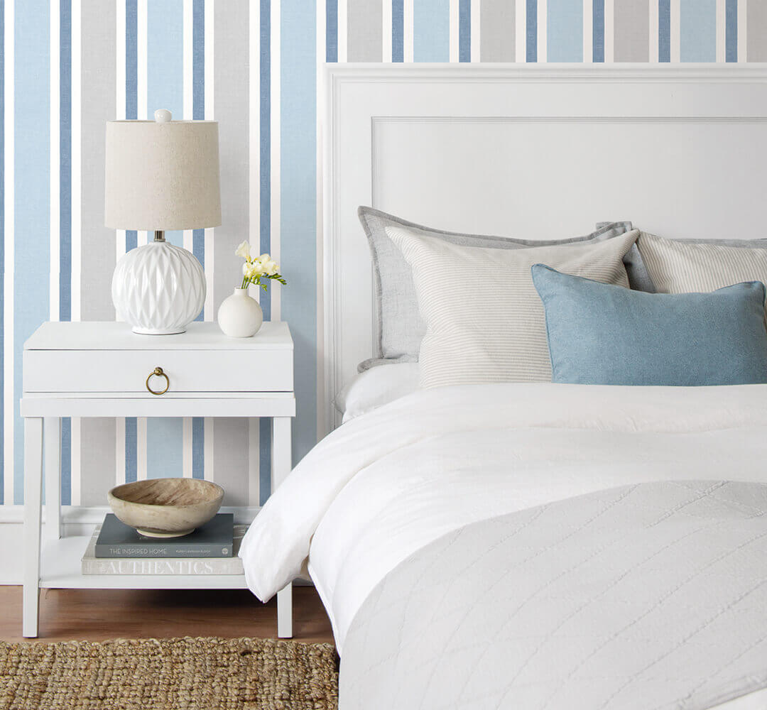NextWall Linen Cut Stripe Peel & Stick Wallpaper - Blue & Gray
