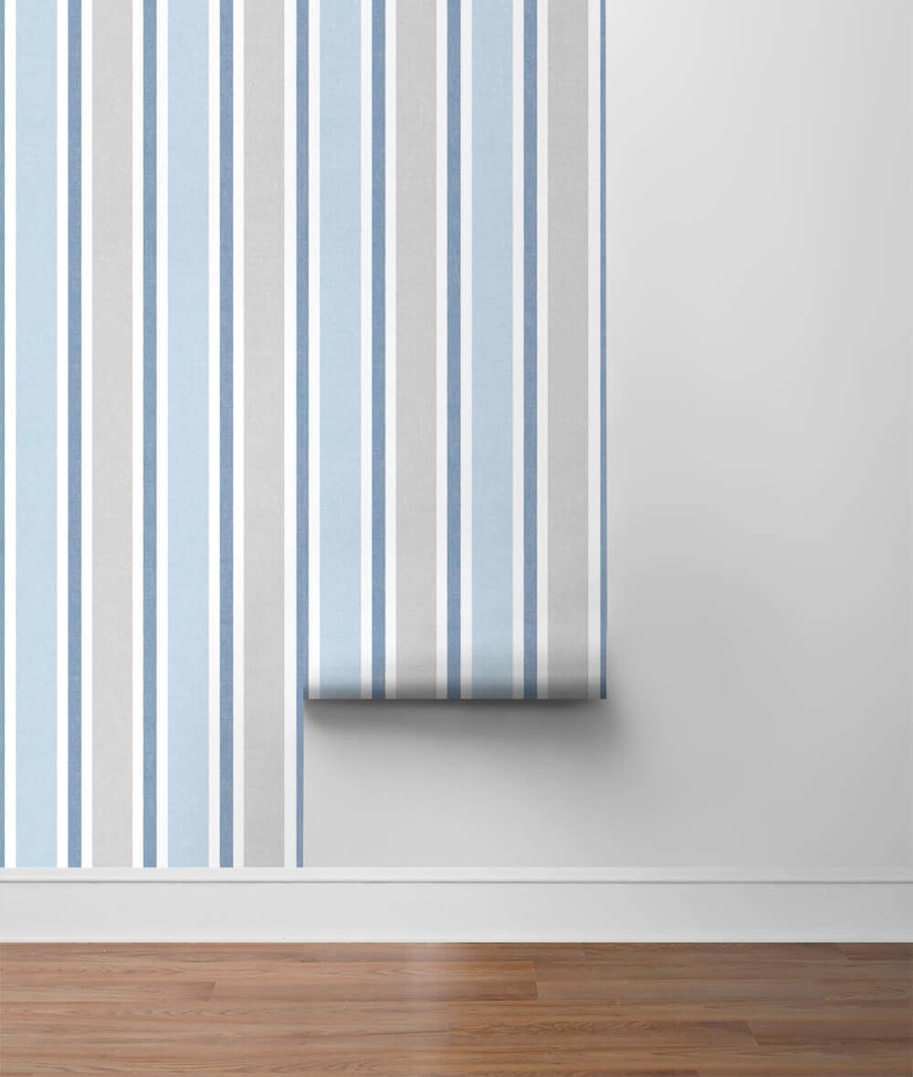 NextWall Linen Cut Stripe Peel & Stick Wallpaper - Blue & Gray