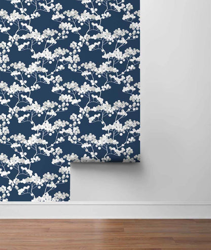 NextWall Cyprus Blossom Peel & Stick Wallpaper - Blue