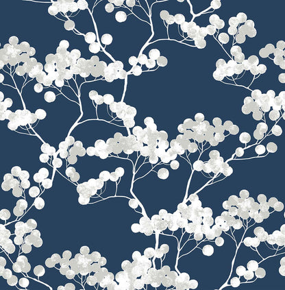 NextWall Cyprus Blossom Peel & Stick Wallpaper - Blue