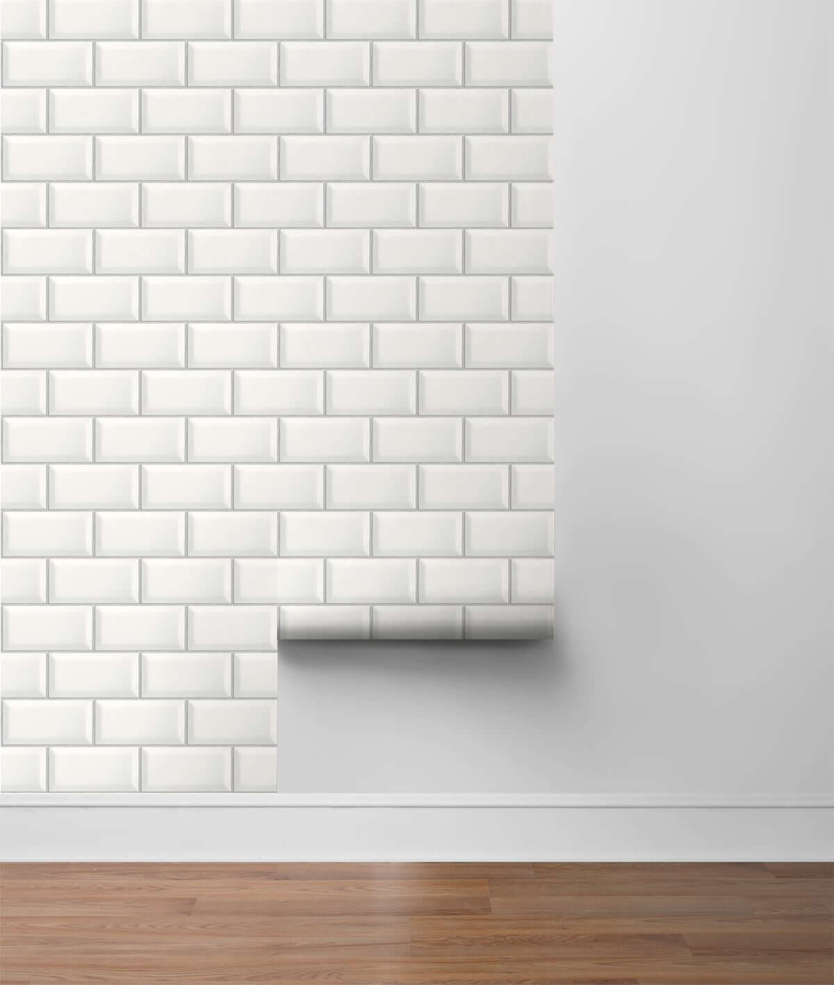 NextWall Large Subway Tile Peel & Stick Wallpaper - White