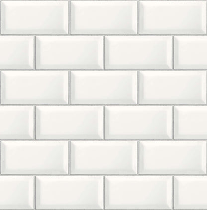NextWall Large Subway Tile Peel & Stick Wallpaper - White