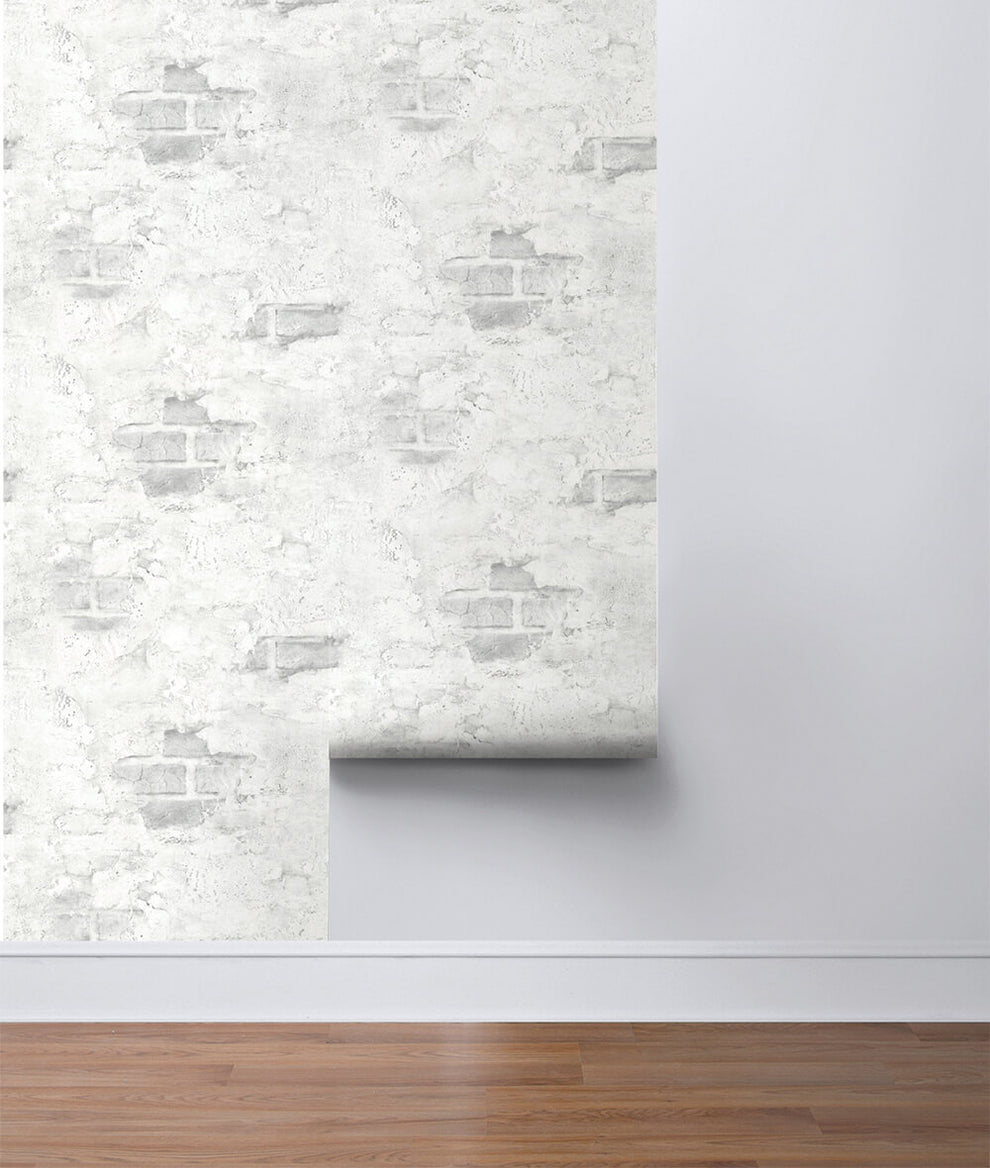 NW37800 NextWall Stucco Brick Peel & Stick Wallpaper Gray US Wall Decor