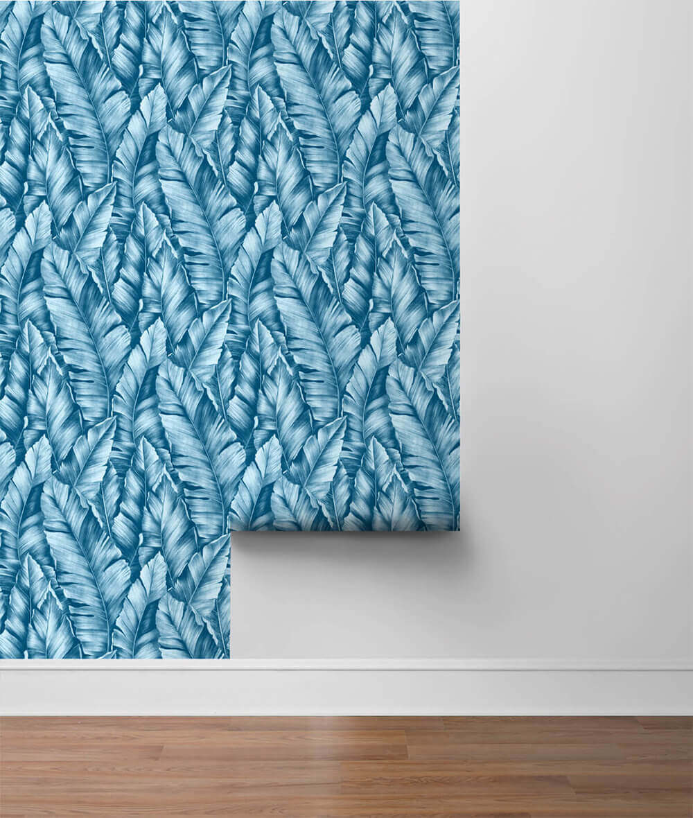 NextWall Baha Banana Leaves Peel & Stick Wallpaper - Blue