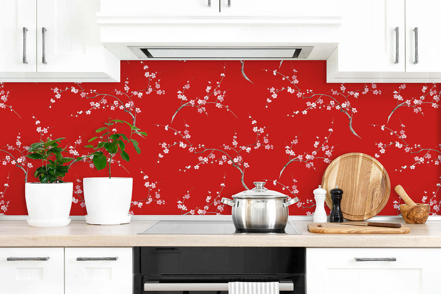 NextWall Cherry Blossom Floral Peel & Stick Wallpaper - Red