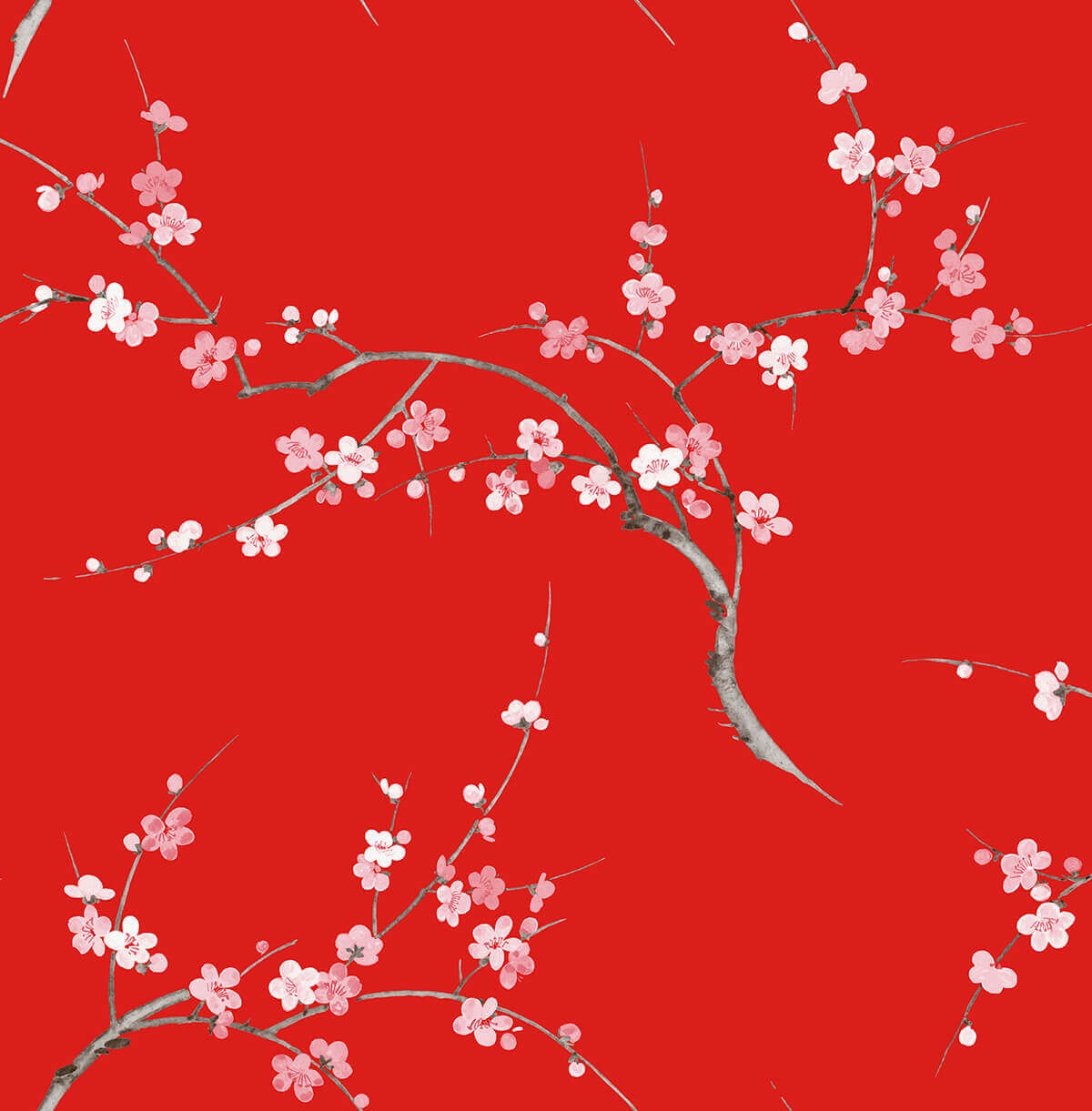 NextWall Cherry Blossom Floral Peel & Stick Wallpaper - Red