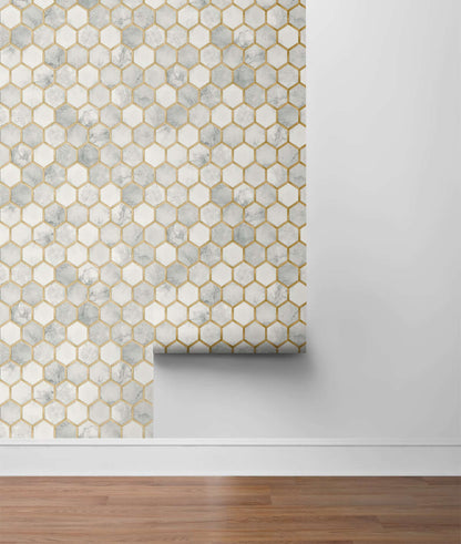 NextWall Inlay Hexagon Peel & Stick Wallpaper - Gold