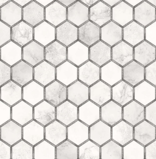 NextWall Inlay Hexagon Peel & Stick Wallpaper - Grey