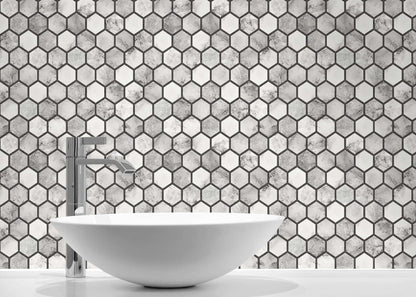 NextWall Marble Hexagon Peel & Stick Wallpaper - Grey