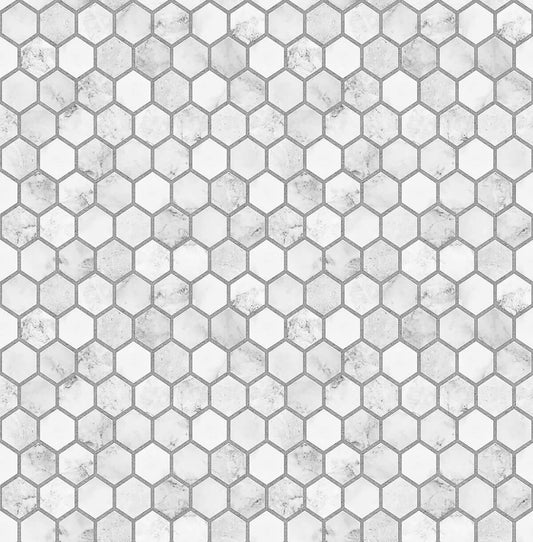 NextWall Marble Hexagon Peel & Stick Wallpaper - Light Grey