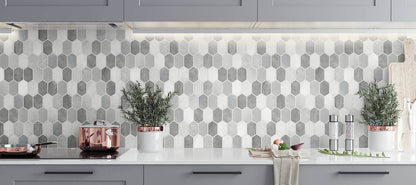 NextWall Brushed Hex Tile Peel & Stick Wallpaper - Silver