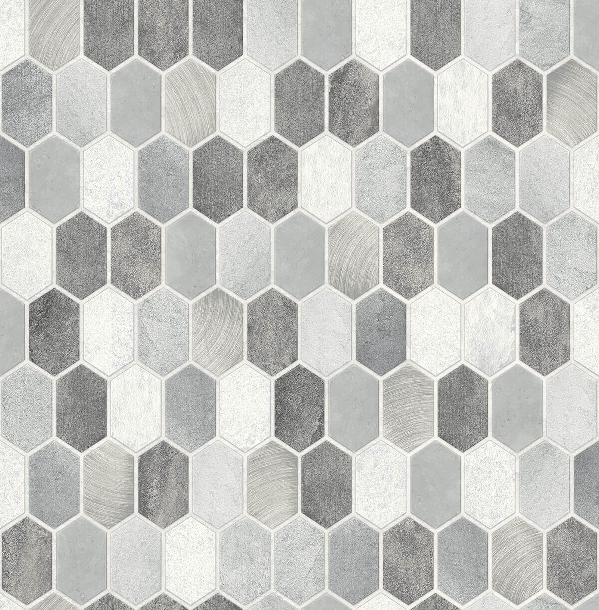 NextWall Brushed Hex Tile Peel & Stick Wallpaper - Silver