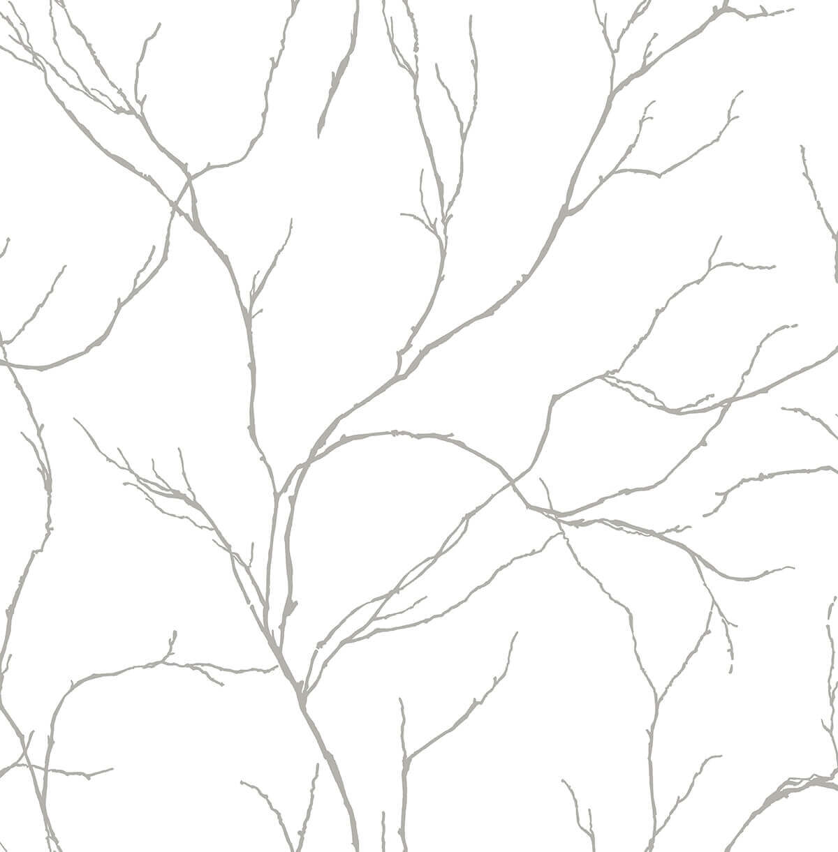 NextWall Delicate Branches Peel & Stick Wallpaper - Silver