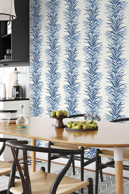 NextWall Leaf Stripe Peel & Stick Wallpaper - Blue