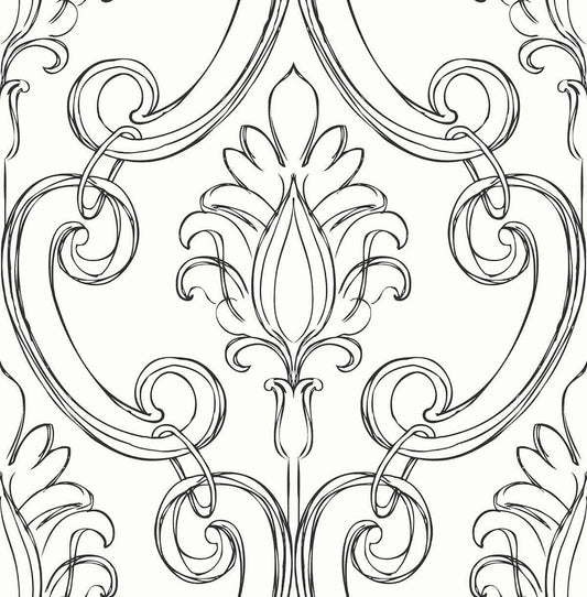 NextWall Sketched Damask Peel and Stick Wallpaper - SAMPLE