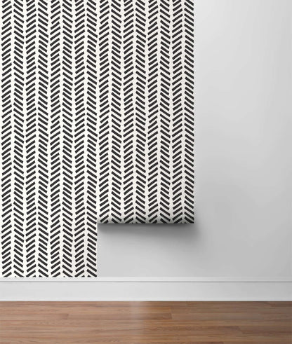 NextWall Mod Chevron Peel & Stick Wallpaper - Black