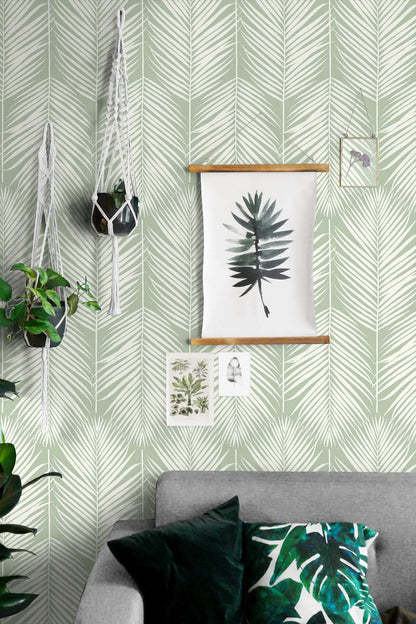 NextWall Palm Silhouette Peel & Stick Wallpaper - Green