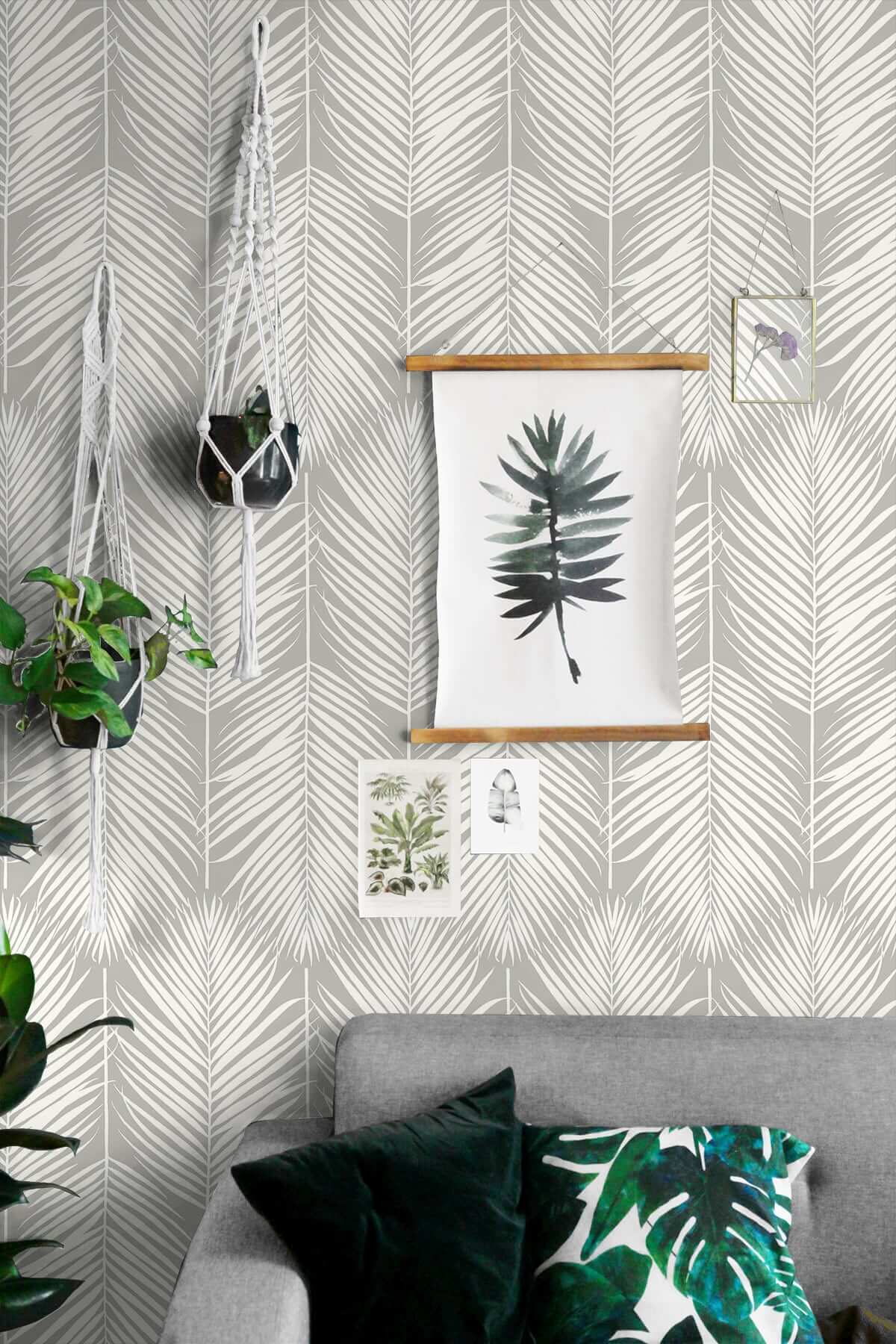NextWall Palm Silhouette Peel & Stick Wallpaper - Gray