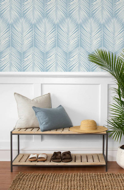NextWall Palm Silhouette Peel & Stick Wallpaper - Blue
