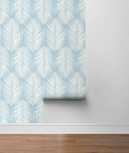 NextWall Palm Silhouette Peel & Stick Wallpaper - Light Blue