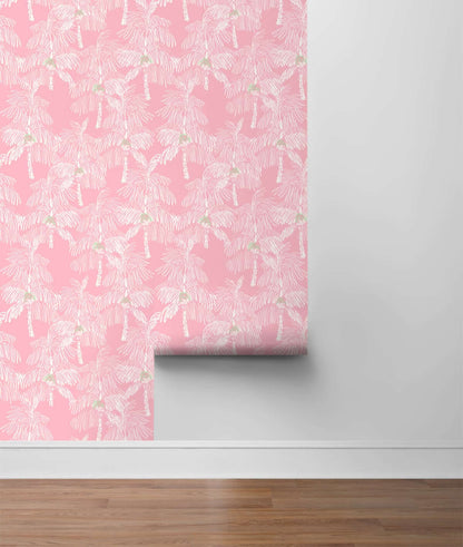 NextWall Palm Beach Peel & Stick Wallpaper - Pink