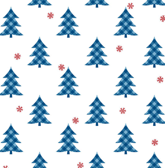 NextWall Plaid Pines Holiday Peel & Stick Wallpaper - Blue & Red