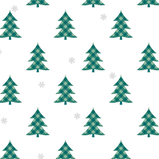 NextWall Plaid Pines Holiday Peel & Stick Wallpaper - Evergreen & Silver