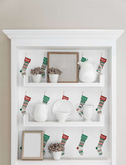 NextWall Stockings Holiday Peel & Stick Wallpaper - Green & Red