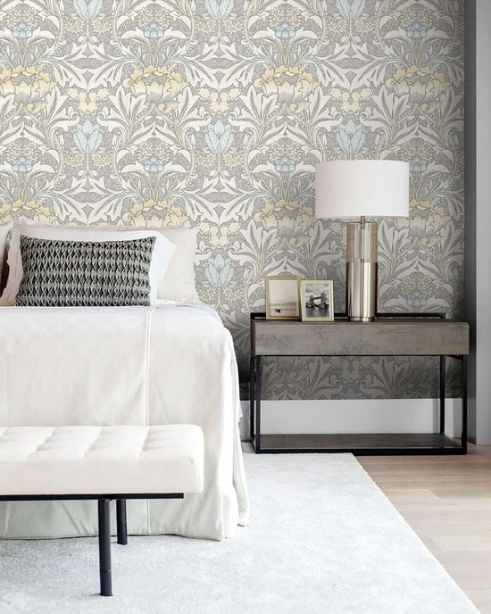 NW41508 NextWall Morris Flower Peel & Stick Wallpaper - Grey – US Wall ...