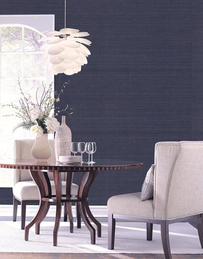 York Wallcoverings Designer Series Grasscloth Wallpaper - Blue