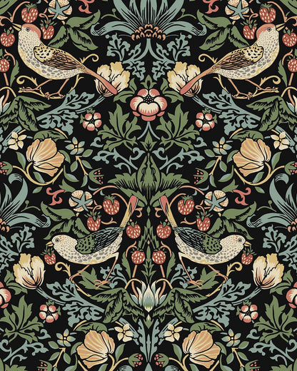 Seabrook Designs Fragaria Garden Wallpaper - Ebony