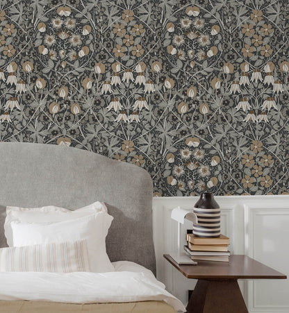 Seabrook Designs Tulip Garden Wallpaper - Dark Gray