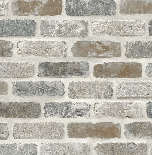 Seabrook Washed Faux Brick Wallpaper - Neutrals