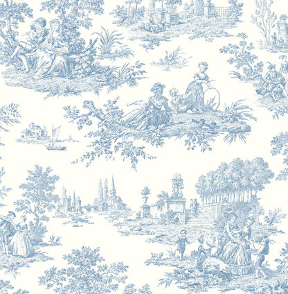 Seabrook Designs Chateau Toile Wallpaper - Blue Bell