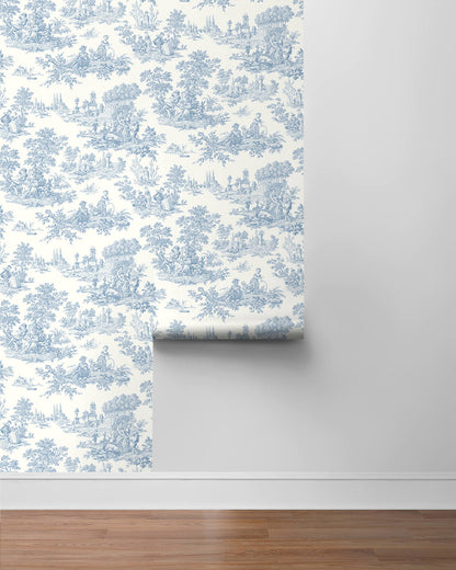 Seabrook Chateau Toile Wallpaper - Blue Bell