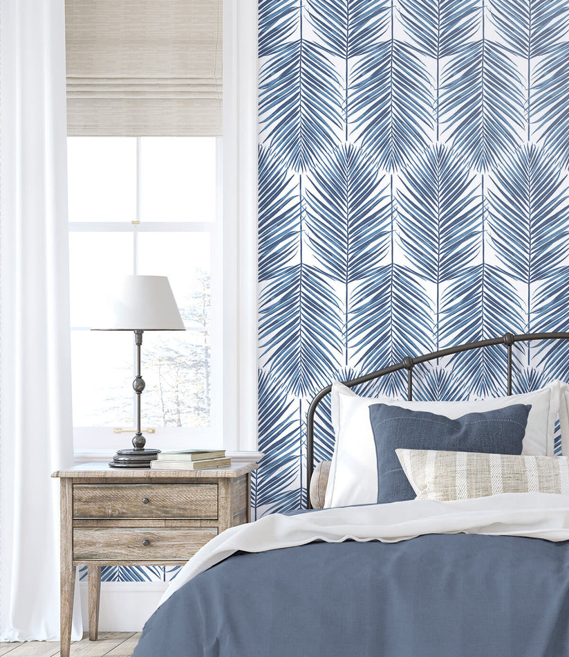 PR10702 Seabrook Paradise Palm Wallpaper - Coastal Blue – US Wall Decor