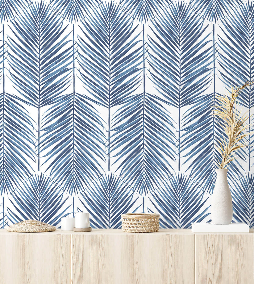 PR10702 Seabrook Paradise Palm Wallpaper - Coastal Blue – US Wall Decor