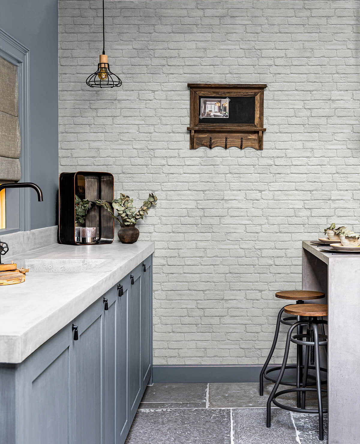 Midcentury Modern White Brick Wallpaper | Astek Home