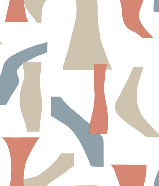 Modernist Geometric Peel & Stick Wallpaper - Coral & Blue