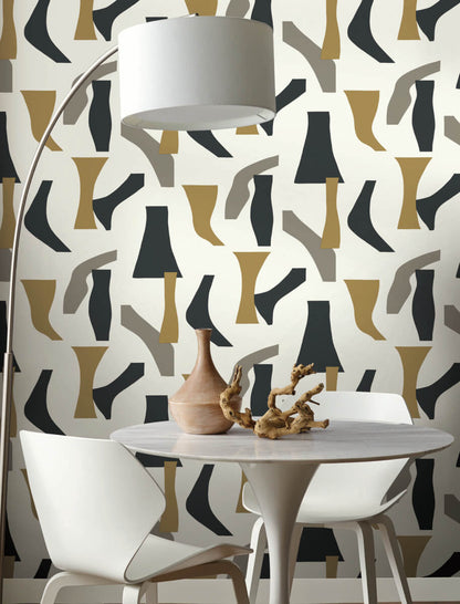 Modernist Peel & Stick Wallpaper - Black & Gold