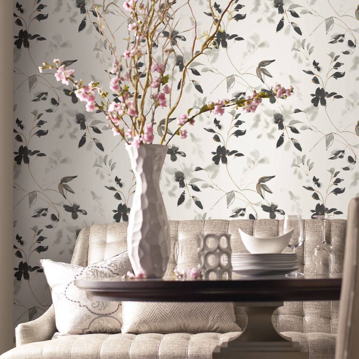 Simply Candice Linden Flower Peel & Stick Wallpaper - Black