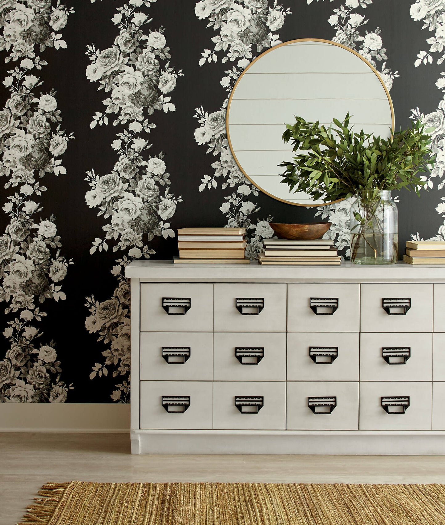 Magnolia Home Tea Rose Peel & Stick Wallpaper - Black
