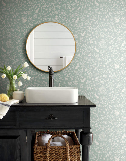 Magnolia Home Fox & Hare Peel & Stick Wallpaper - Green