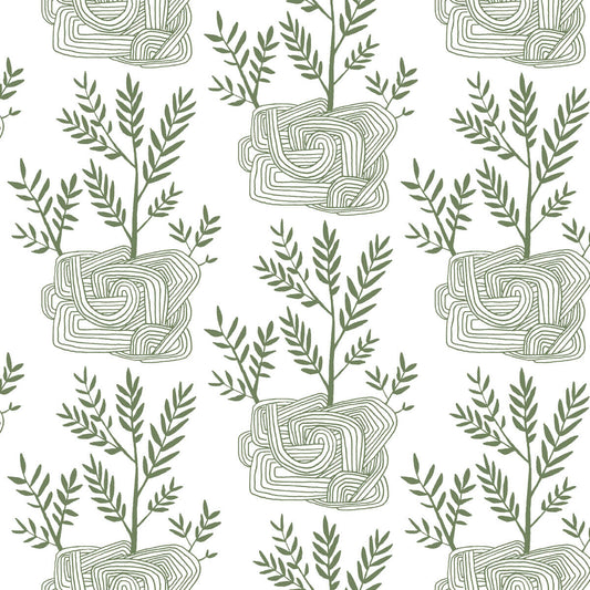 Seedlings Peel & Stick Wallpaper - Green & White