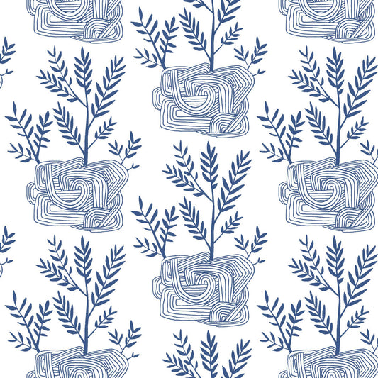 Seedlings Peel & Stick Wallpaper - Blue & White