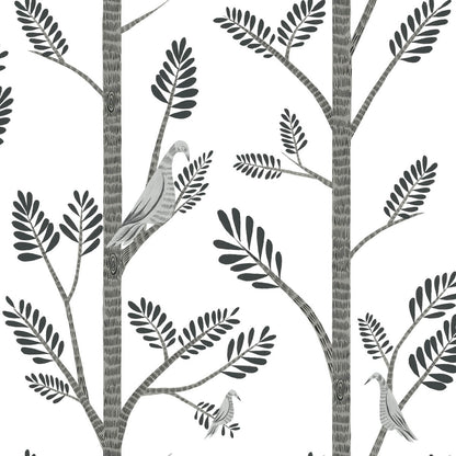 Aviary Branch Peel & Stick Wallpaper - Gray