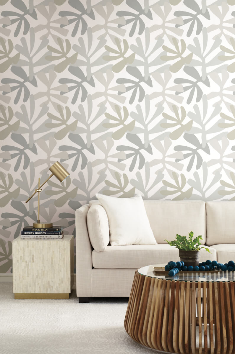 Kinetic Tropical Peel & Stick Wallpaper - Gray & Beige